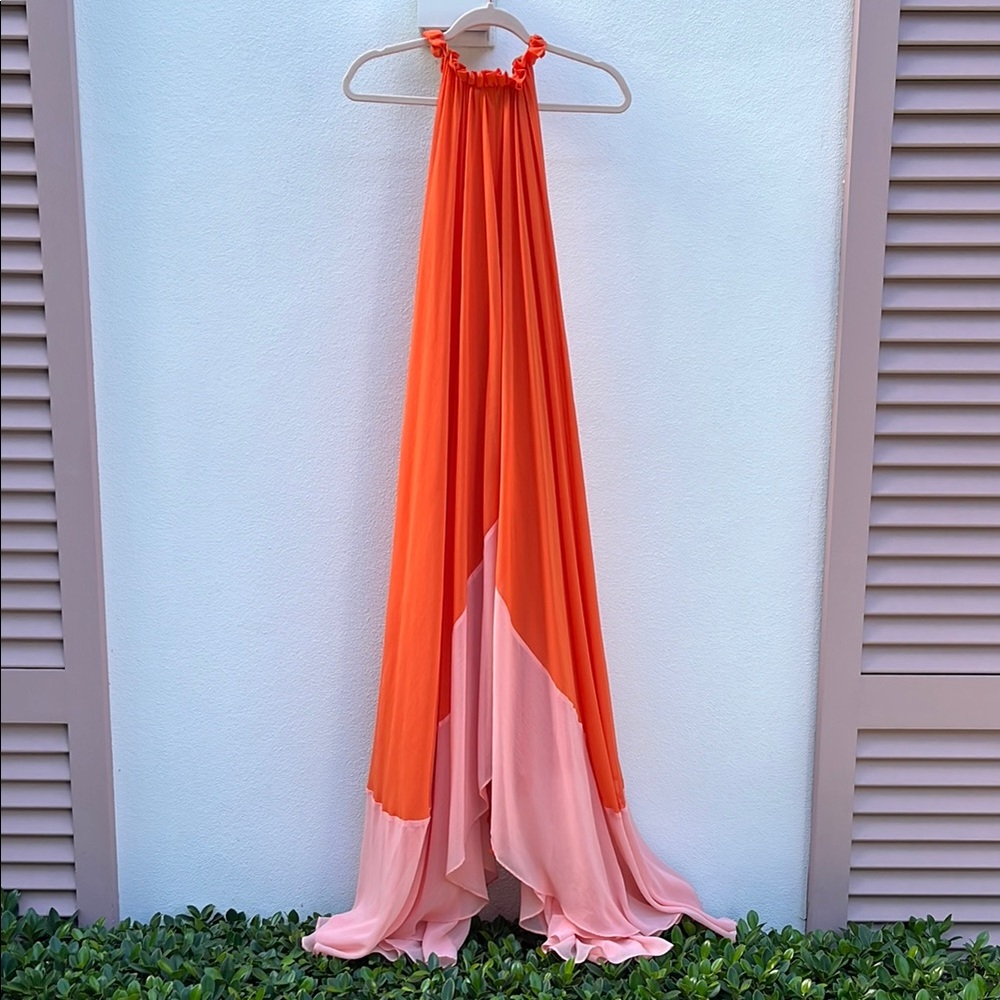 Elegant Orange and Pink Maxi Dress